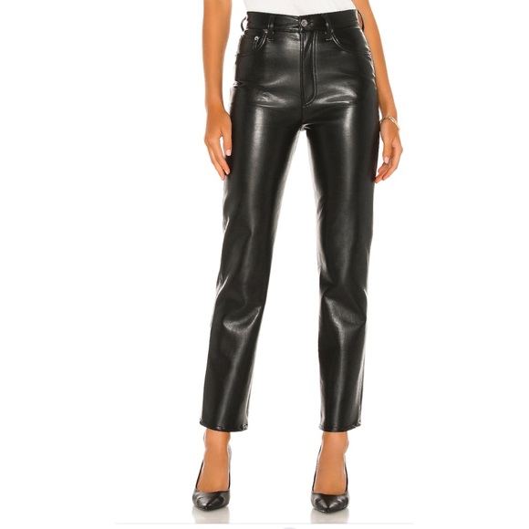 AGOLDE Recycled Leather 90's Pinch Waist Pant in Detox Size 30 - Picture 4 of 4